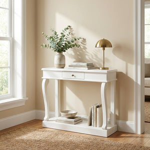 Tara Lane Scroll Console Table with Drawer 90cm - Ivory | TL6494