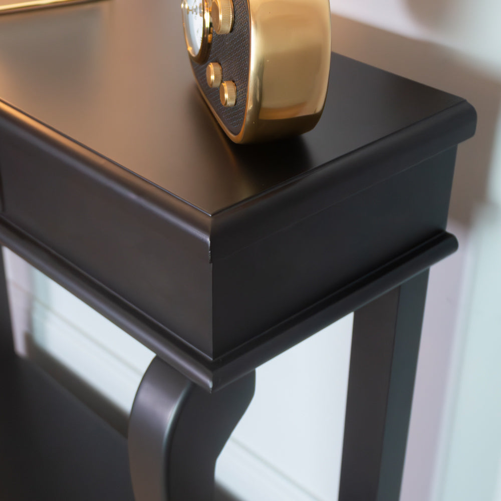 Tara Lane Scroll Console Table with Drawer 90cm - Black | TL6495