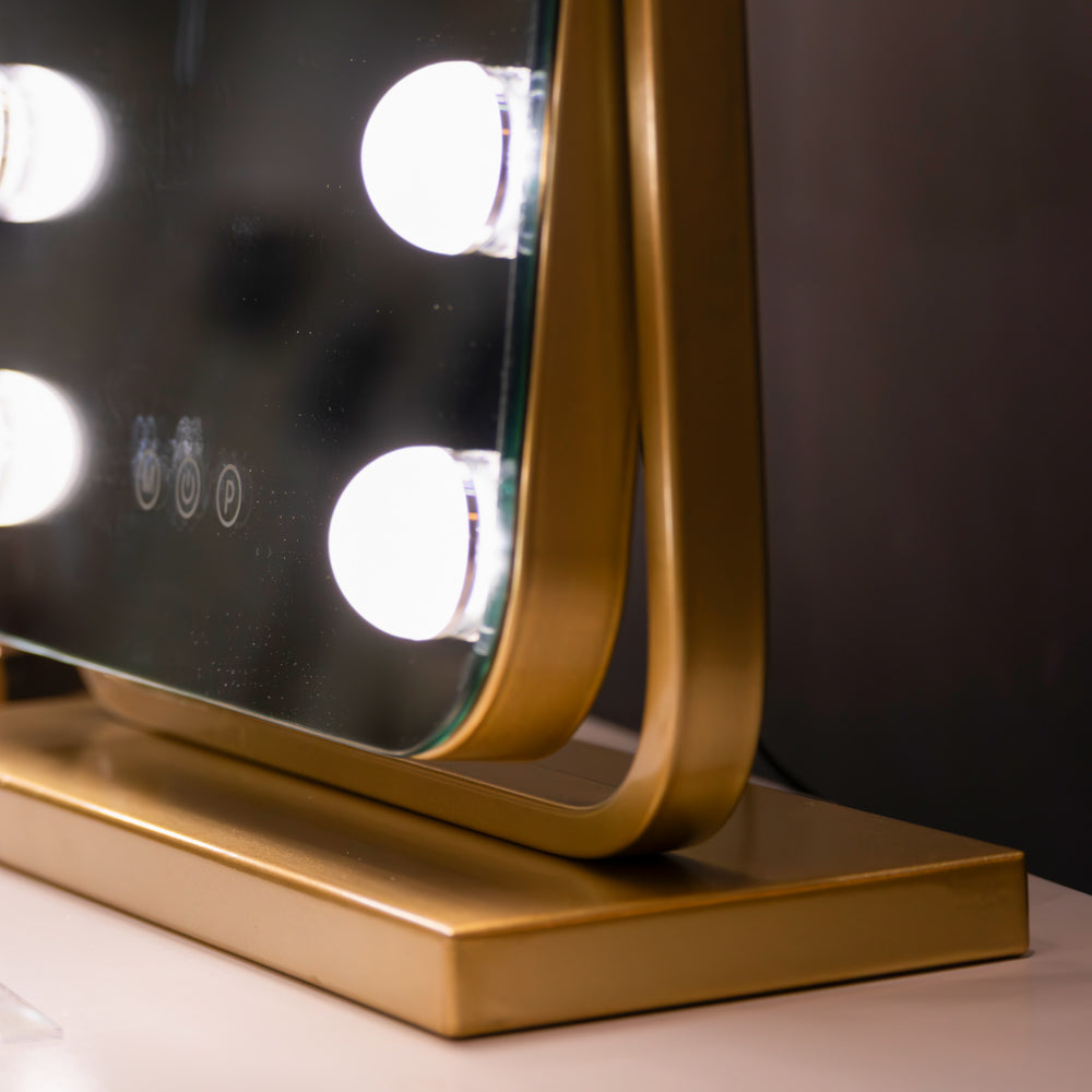 Tara Lane Hollywood Bulb Arch Vanity Mirror 40cm x 30cm - Gold | TL6591