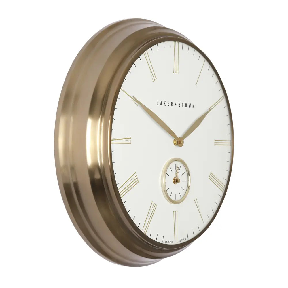 Tara Lane Baker and Brown Wall Clock 49cm - White / Brass | TL6645
