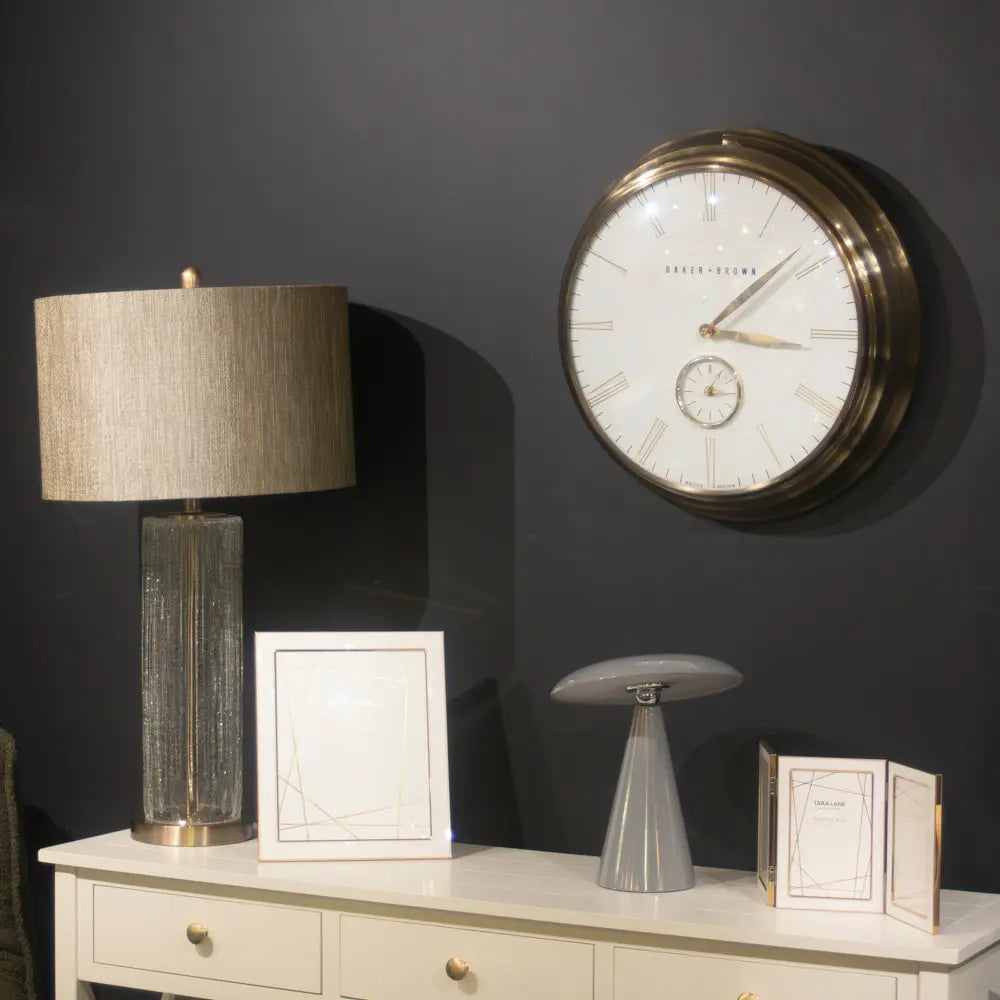 Tara Lane Baker and Brown Wall Clock 49cm - White / Brass | TL6645