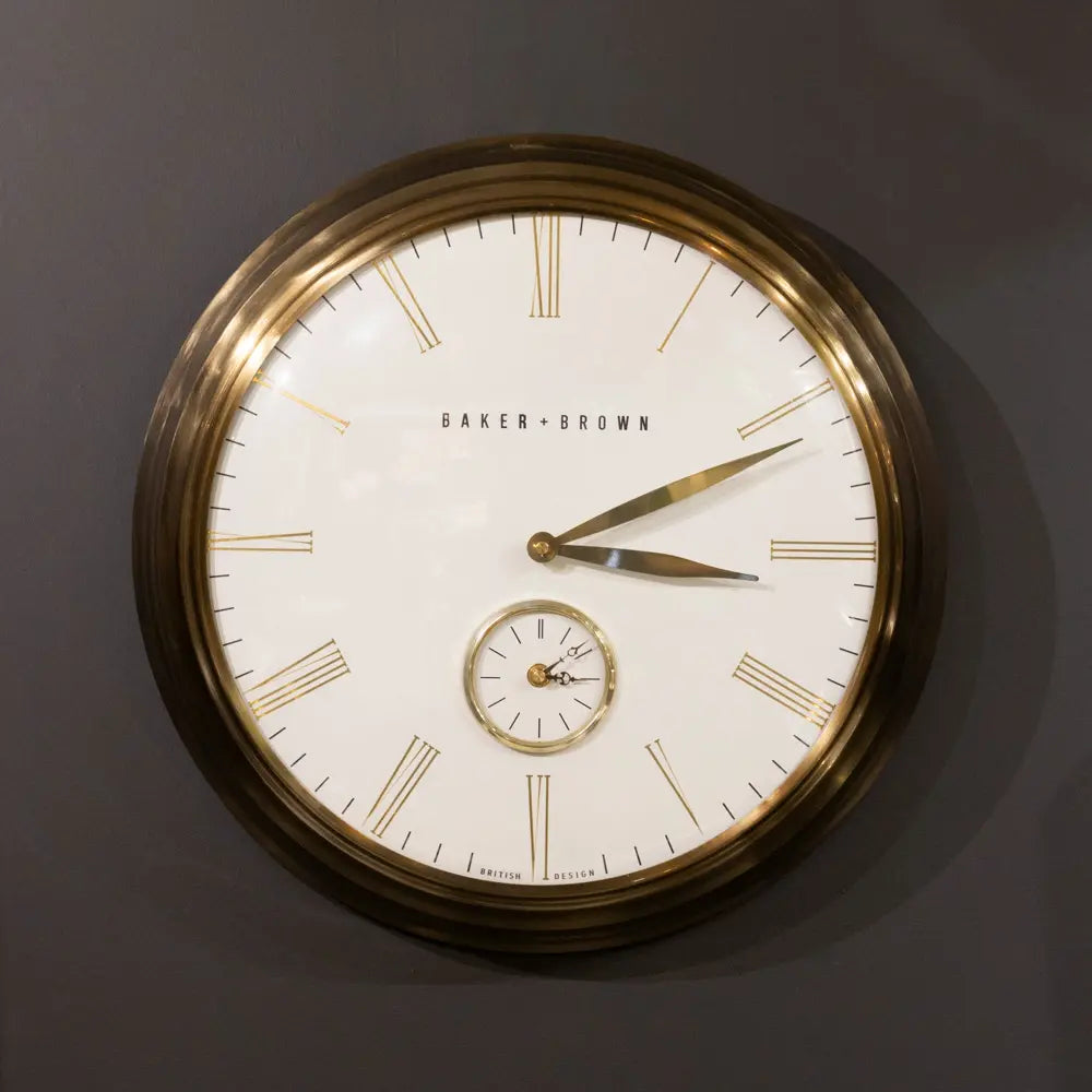 Tara Lane Baker and Brown Wall Clock 49cm - White / Brass | TL6645