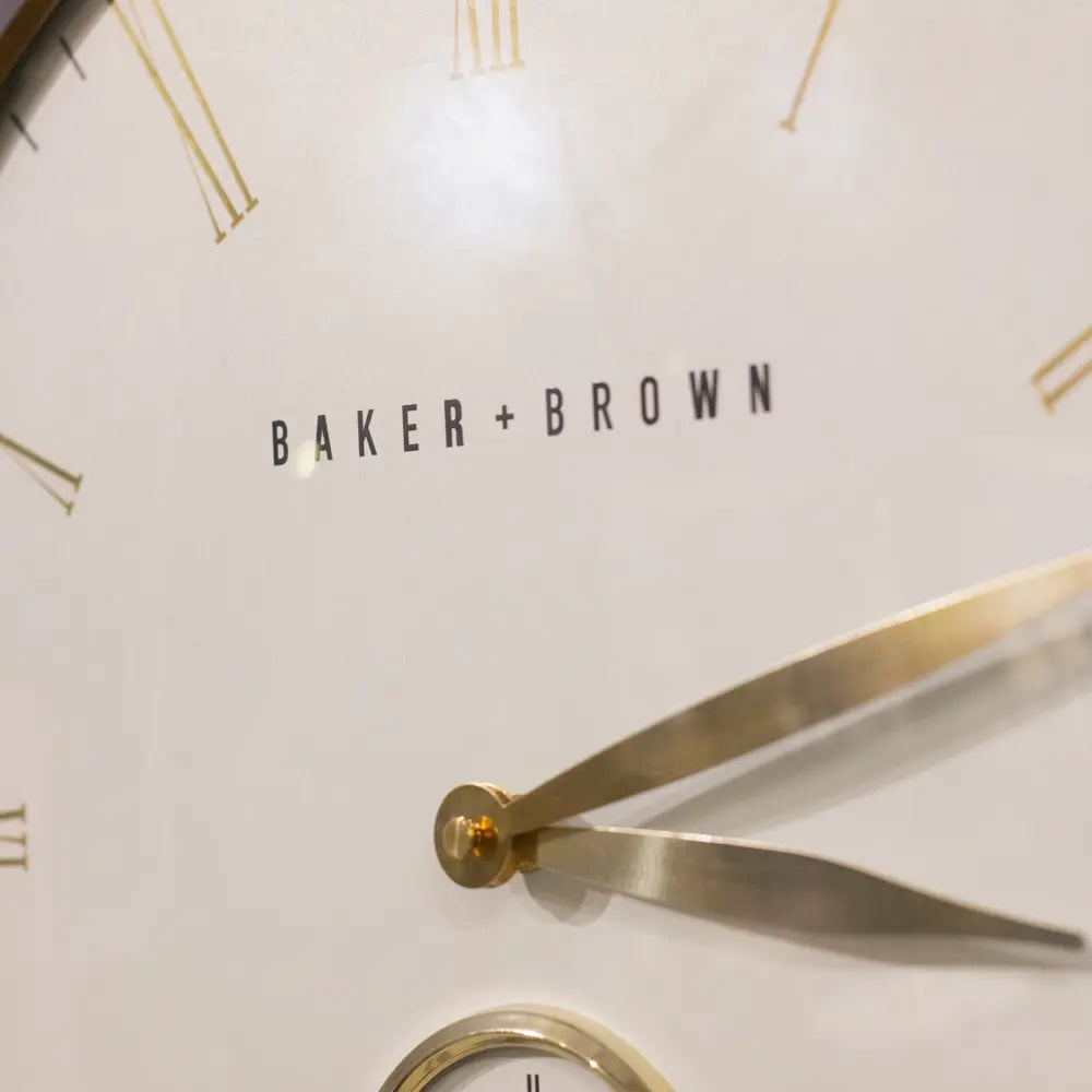 Tara Lane Baker and Brown Wall Clock 49cm - White / Brass | TL6645