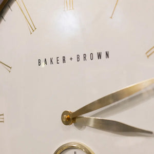 Tara Lane Baker and Brown Wall Clock 49cm - White / Brass | TL6645