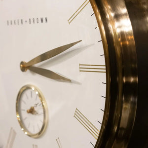 Tara Lane Baker and Brown Wall Clock 49cm - White / Brass | TL6645