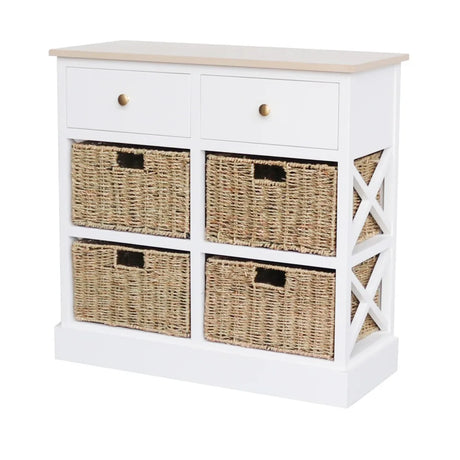 Tara Lane Reno 2 Drawer 4 Basket Unit 75cm - Natural / White | TL6720