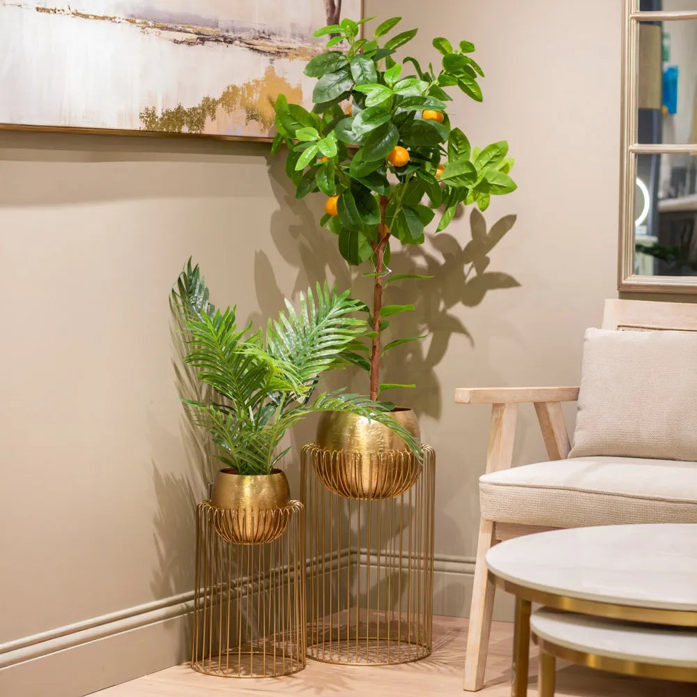 Tara Lane Misha Planters with Stand Set of 2 - Gold | TL6922