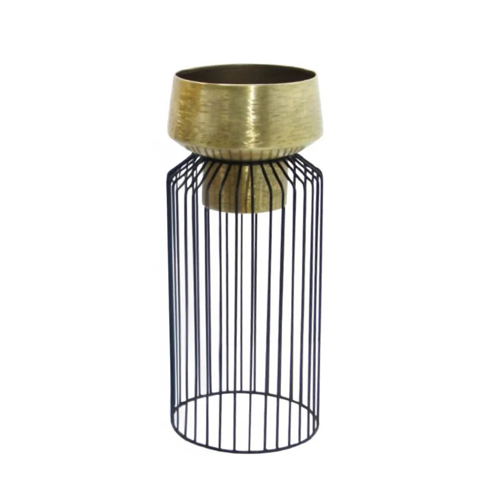 Tara Lane Lisa Planters with Stand Set of 3 - Black / Brass | TL6925