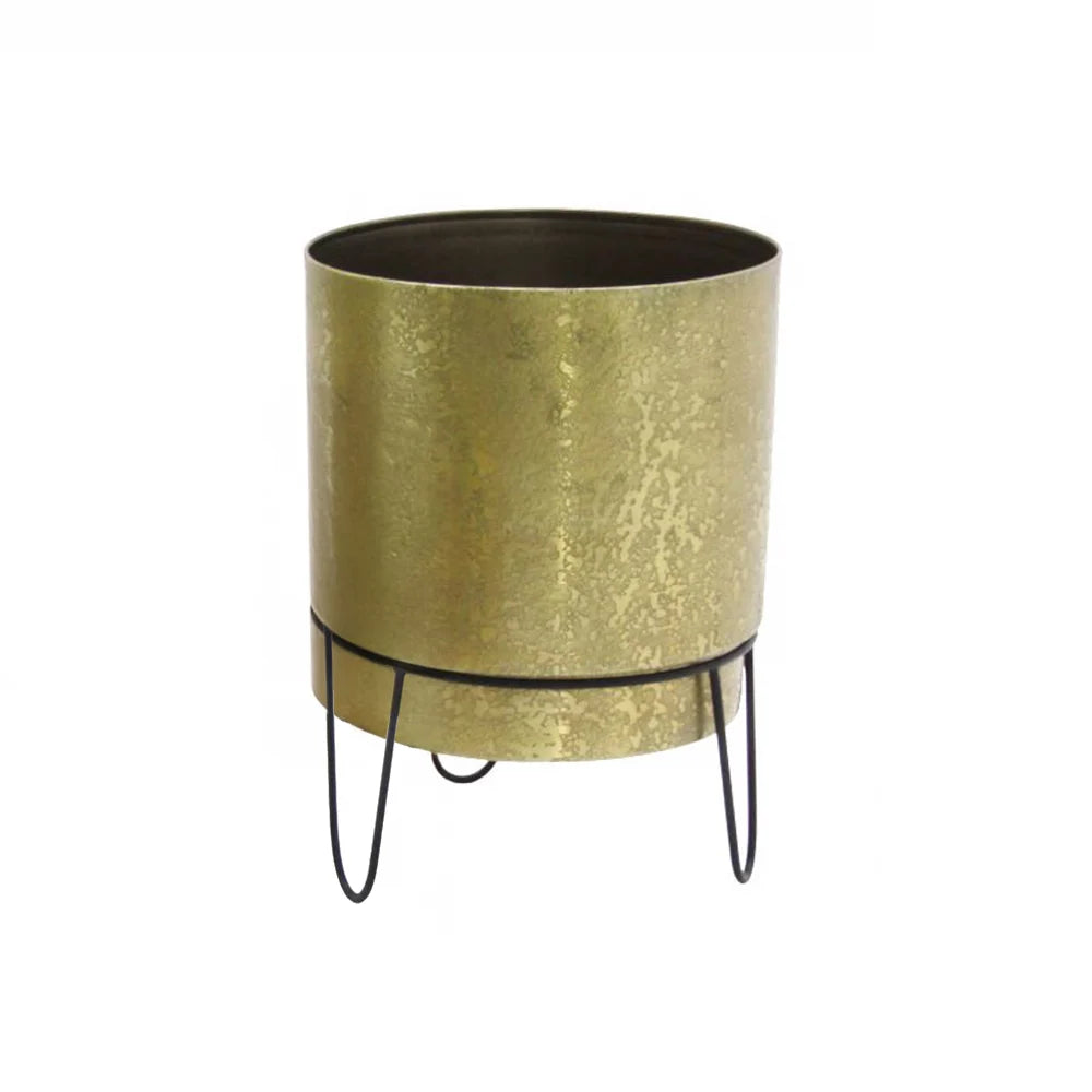 Tara Lane Anisha Planters with Stand Set of 3 - Brass / Black | TL6929