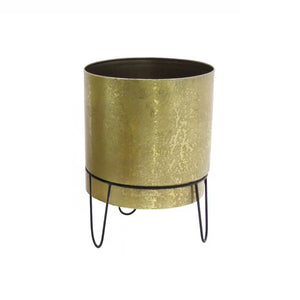 Tara Lane Anisha Planters with Stand Set of 3 - Brass / Black | TL6929