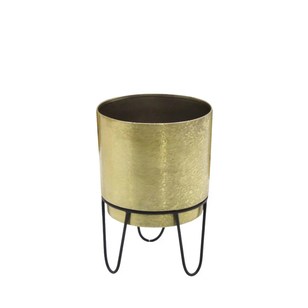 Tara Lane Anisha Planters with Stand Set of 3 - Brass / Black | TL6929