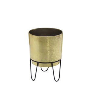 Tara Lane Anisha Planters with Stand Set of 3 - Brass / Black | TL6929
