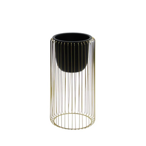 Tara Lane Ria Planters with Stand Set of 2 - Black / Gold | TL6931