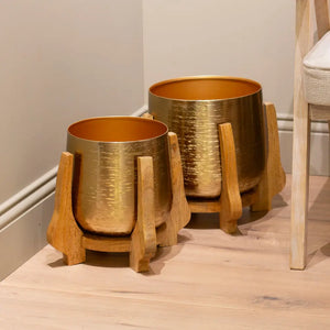 Tara Lane Chandra Planters with Mango Stand Set of 2 | TL6932