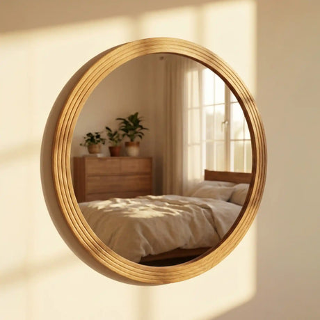 Tara Lane Stepped Round Wall Mirror 90cm - Natural | TL7364