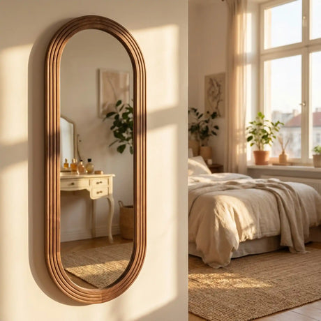 Tara Lane Pill Shaped Dressing Mirror 45cm x 150cm - Natural | TL7368