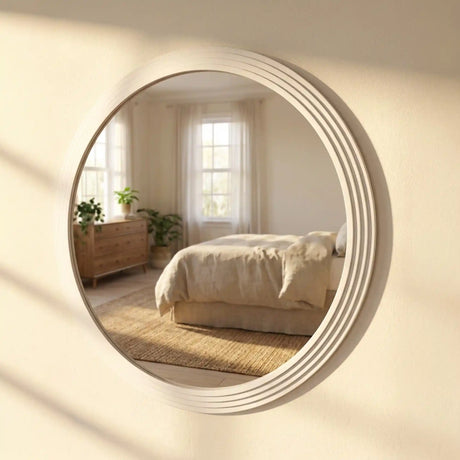 Tara Lane Stepped Round Wall Mirror 90cm - Oyster | TL7369