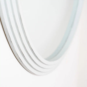 Tara Lane Stepped Round Wall Mirror 90cm in oyster white with curved concentric circular design and modern minimalist style