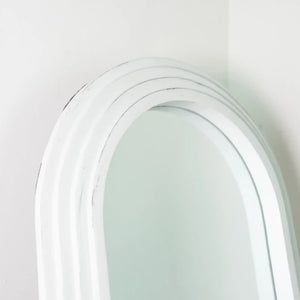 Tara Lane stepped arched floorstanding mirror with white frame and frosted glass, 40cm x 170cm, oyster finish shown against neutral background