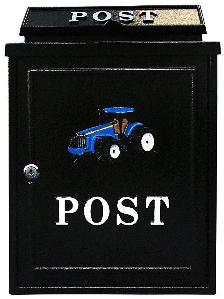 Tessi Cast Aluminium Post Box - Blue Tractor | TY077