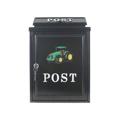Tessi Cast Aluminium Post Box - Green Tractor | TY099