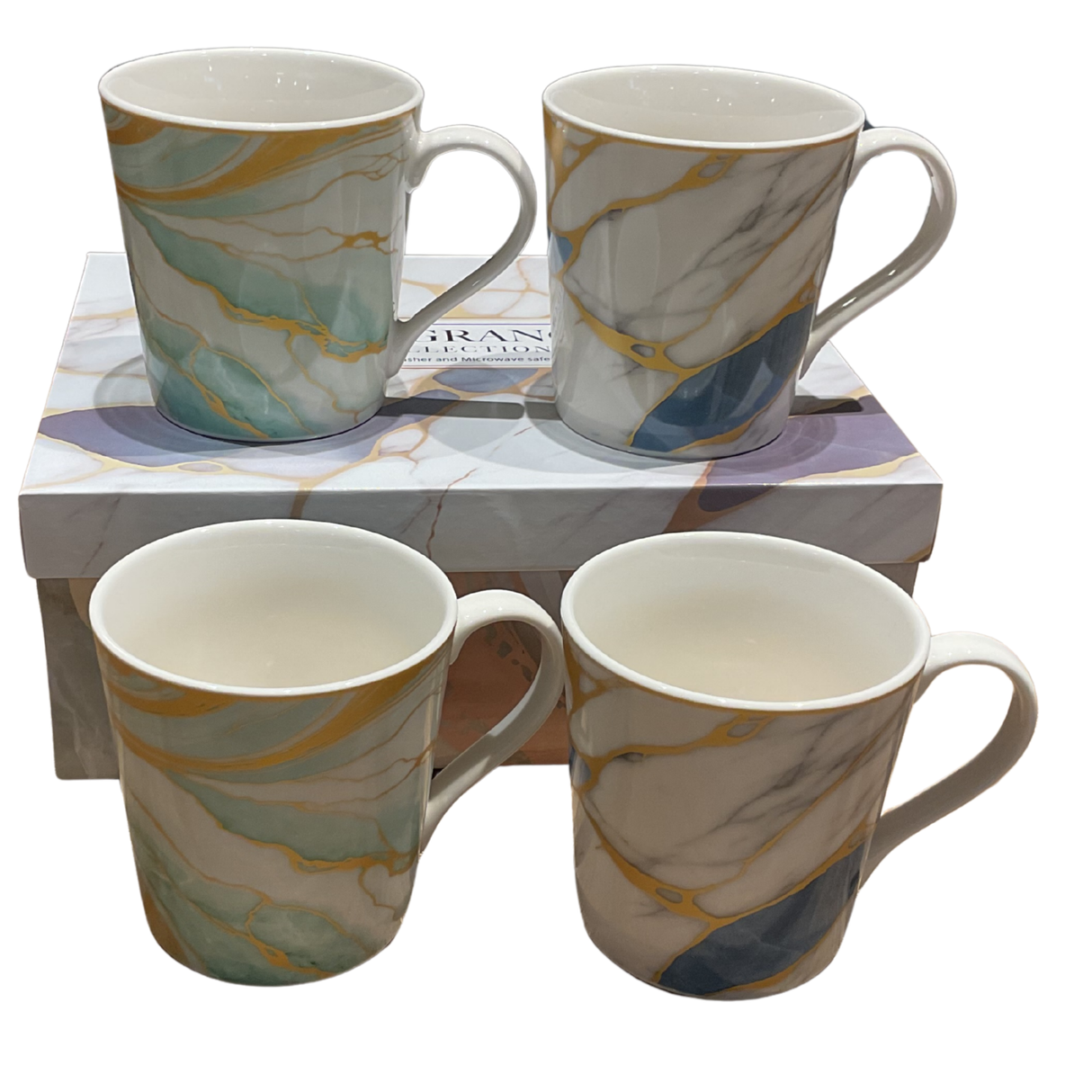 The Grange Collection Mug Set of 4 - Golden Streaks | HP55