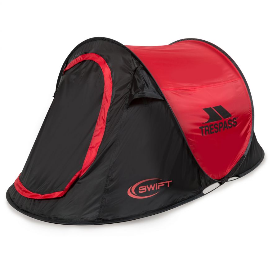 Trespass Swift Pop Up Camping Tent - Black / Red | UUACTTN30001