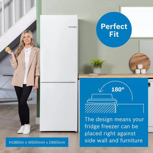 Bosch Series 4 186cm 60/40 Fridge Freezer - White | KGN362WDFG