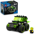 LEGO City Rides Gaming Car 60484 set showing lime green and black racing vehicle with large wheels alongside product box and minifigure driver