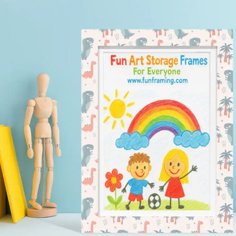 Lucky Ducks Kids Art Artwork Frame A4 - Dinosaur | MDF2515&1225-A4-DR