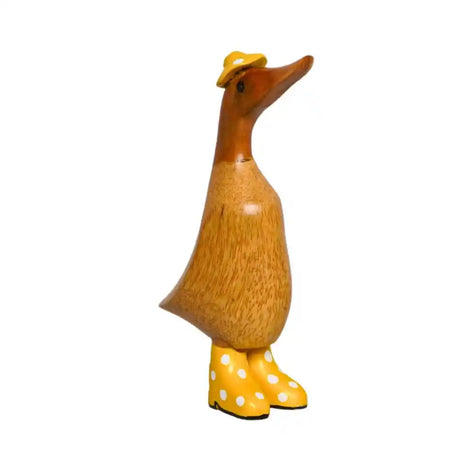 Lucky Ducks Duck with Yellow and White Spotted Hat and Wellie Boots 22cm | BR24100-095