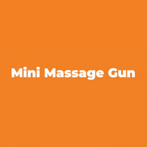 Orange product display featuring white text reading Mini Massage Gun for the Urban Fitness Massage Gun model UFA621