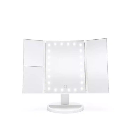 Rio 24 LED Touch Dimmable Cosmetic Vanity Folding Mirror - White | MMFD-WH