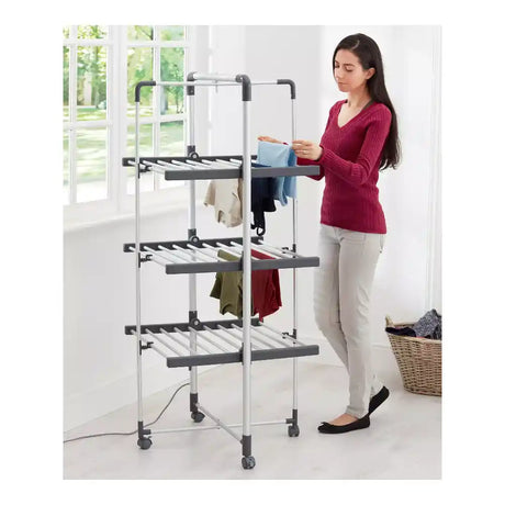 Black & Decker 3 Tier Heated Clothes Airer with Wheels and Cover | 63091