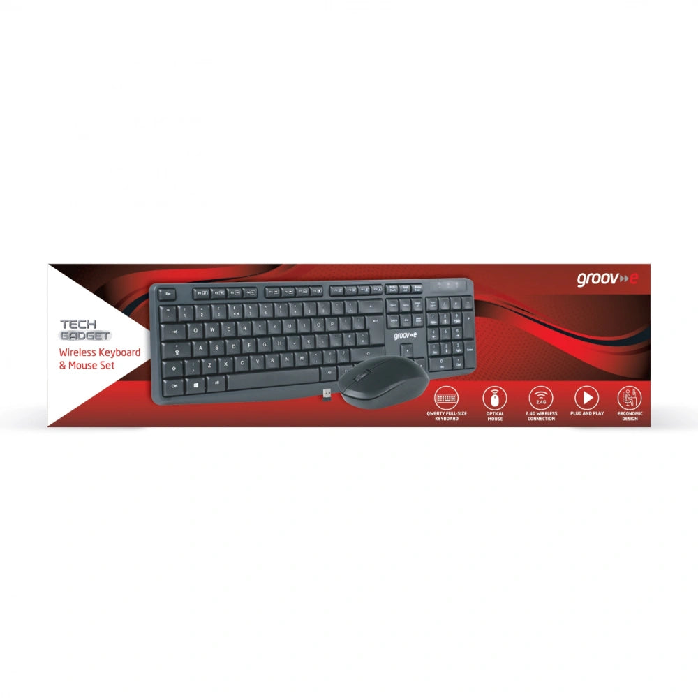 Groove Wireless Full Size Keyboard and Mouse Set - Black | GVPC14BK