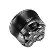 Maxilisse professional electric head shaver with black body and chrome shaving head featuring five circular floating blade cartridges