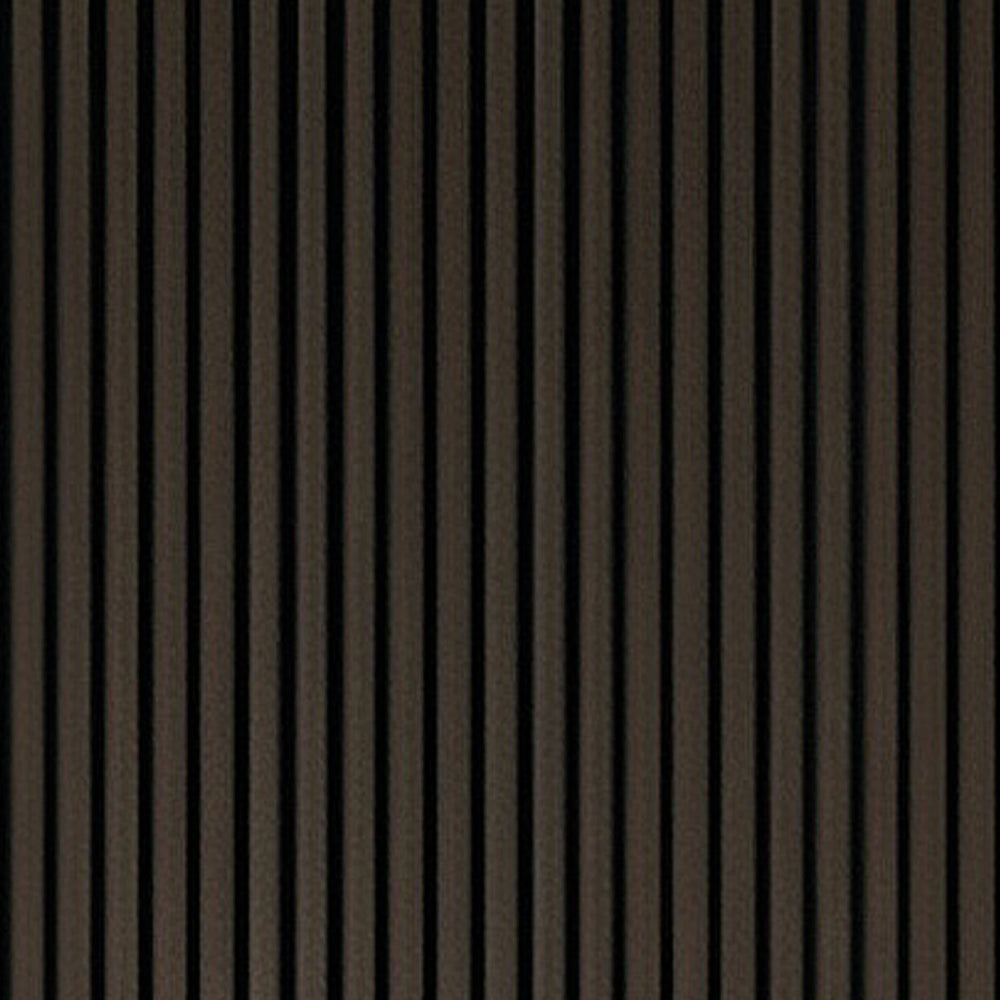 Acoustic wall panel with vertical ribbed texture in dark walnut finish, 600mm x 2400mm size, professional sound dampening interior design material