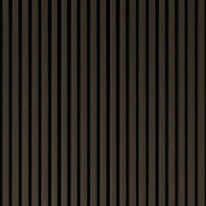 Acoustic wall panel with vertical ribbed texture in dark walnut finish, 600mm x 2400mm size, professional sound dampening interior design material