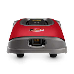 Red and gray lawn mower with CastelGarden logo on a white background