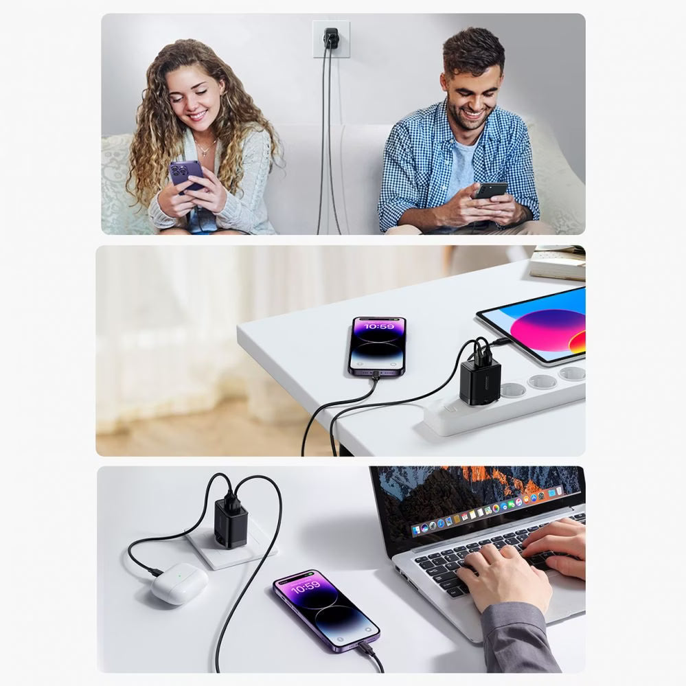 Joyroom 12w Dual Port USB A Charger Plug - Black | HL-TCN01B