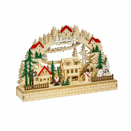 Three Kings InLit Wooden Alpine Christmas Scene