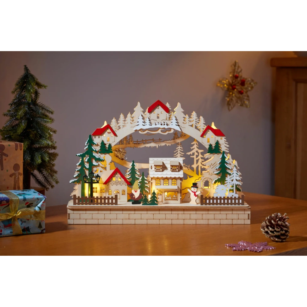 Three Kings InLit Wooden Alpine Christmas Scene | 2590066