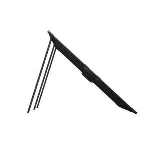 Anker SOLIX PS400 black bifacial portable solar panel with triangular frame design and multiple connector cables displayed against white background
