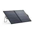 Anker SOLIX PS200 bifacial portable solar panel with two connected dark grey panels on adjustable metal stand
