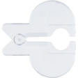 White plastic anti-splinter guard for Bosch jigsaw with curved protective dome and circular opening, side view showing attachment mechanism