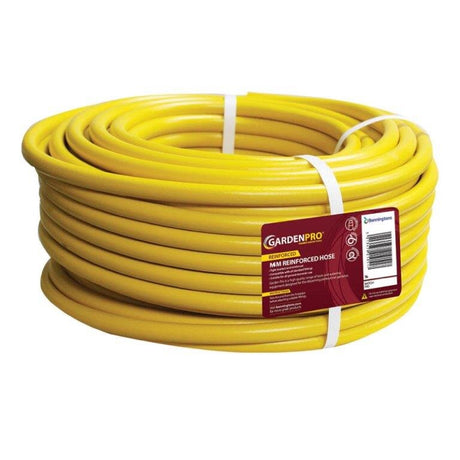 Yellow Garden hose in a white background