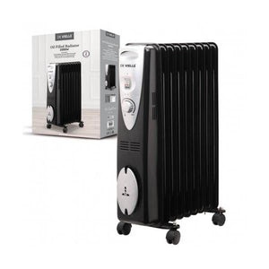 De Vielle Premium 9 Fin Oil Filled Rad Radiator 2000w - Black | DEF057249