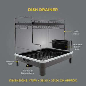 Blackmoor 2 Tier Dish Drainer - Black | 69189