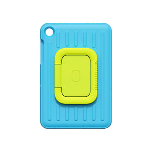 Blue and lime green rugged protective tablet case for Samsung Galaxy Tab A11+ with carry handle, textured grip surface, and reinforced corners designed for kids