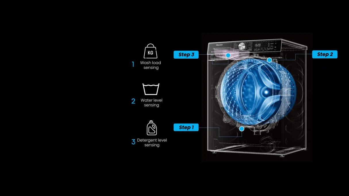 Hisense 12kg 1400 Spin Autodose Washing Machine with Wifi  - Black | WF5S1245BB